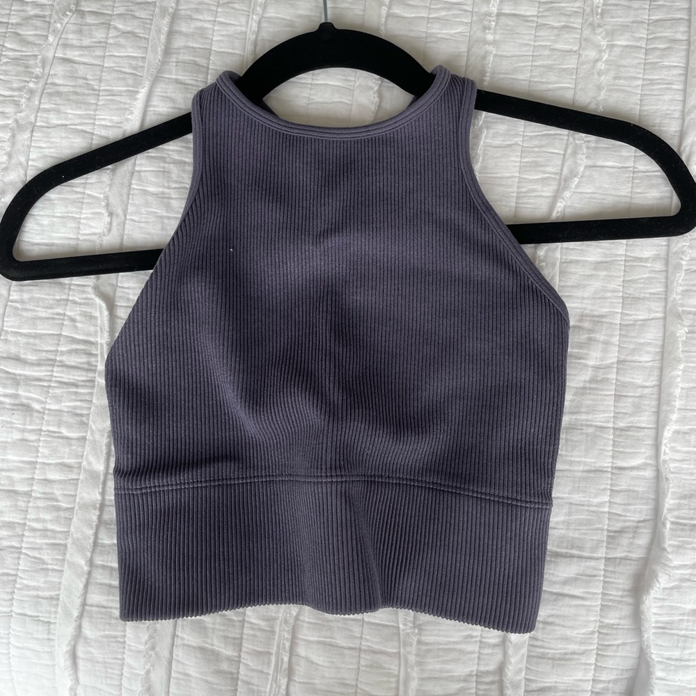 Gilly Hicks Cropped Purple Racerback Workout Top
